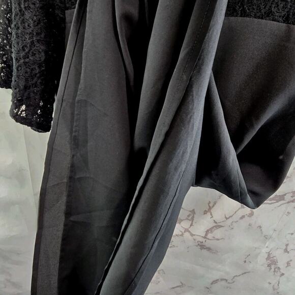 Avec Les Filles Dress Womens Large Black Lace Circle Front Zip V Mini Shift - Picture 8 of 12